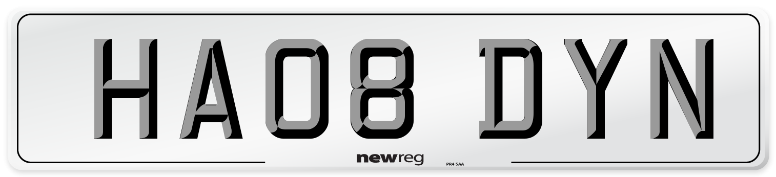 HA08 DYN Number Plate from New Reg